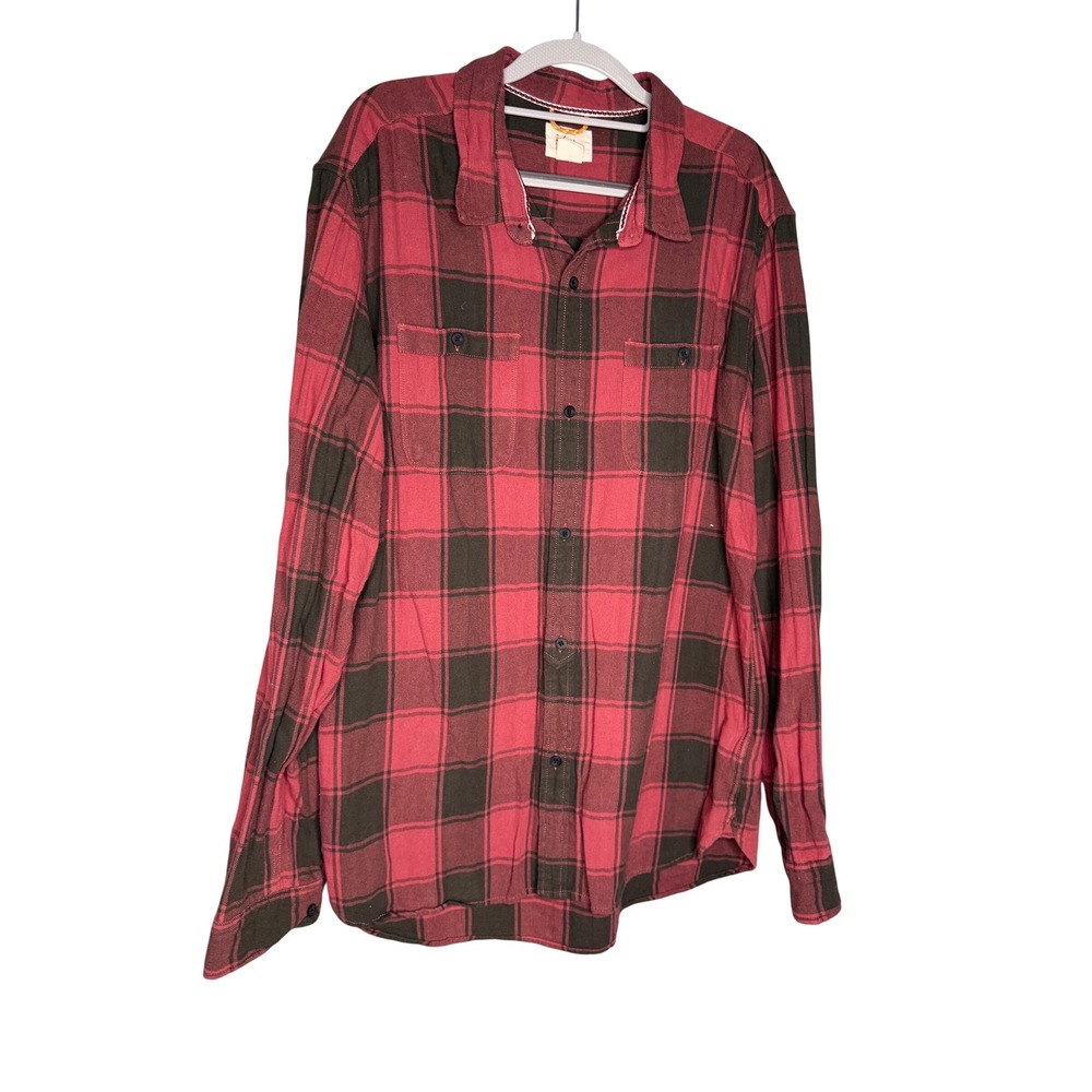 Koto Red Plaid Flannel Shirt XL | Button Up Long Sleeve Grunge Unisex
